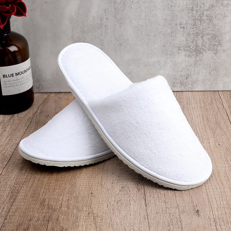 Factory Hot Sale White slippers Custom Logo Embroidery Logo Closed Toe Waffle Disposable Hotel Slipper product view