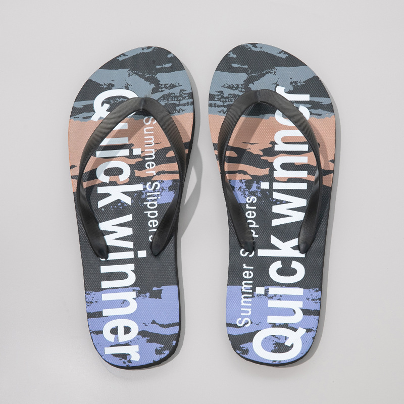 New graffiti flip flops summer colorful fashion clip on slippers personalized couple trend beach wholesale product view