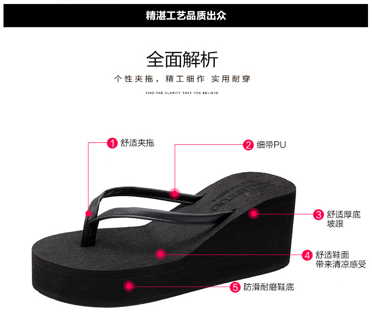 2025 New Design Summer Ladies Wedge Style Platform Women's Flip Flops Ladies High Heel Outdoor Heightening Slippers for Women detail