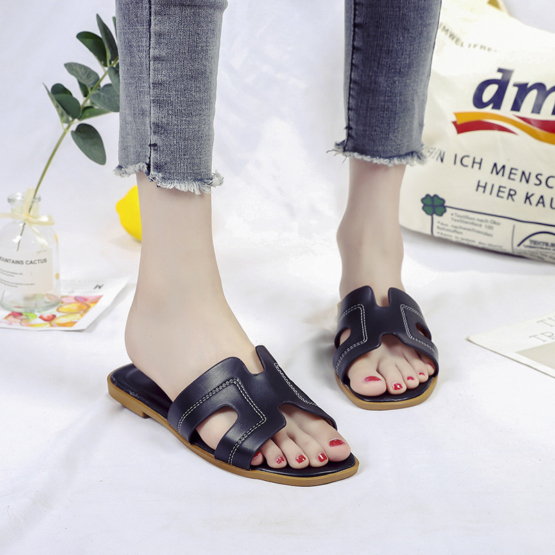 Foreign Trade Simple Style Solid Color Flip-Flops 2023 Spring/Summer Comfortable Outdoor Beach Wear-Resistant Sandals Women detail