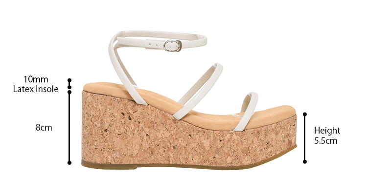 Ann'S White Platform Wedges Ankle Strap Open Toe Soft Triple Straps Women's Low Heel Water-repellent Non-Slip Shoes detail