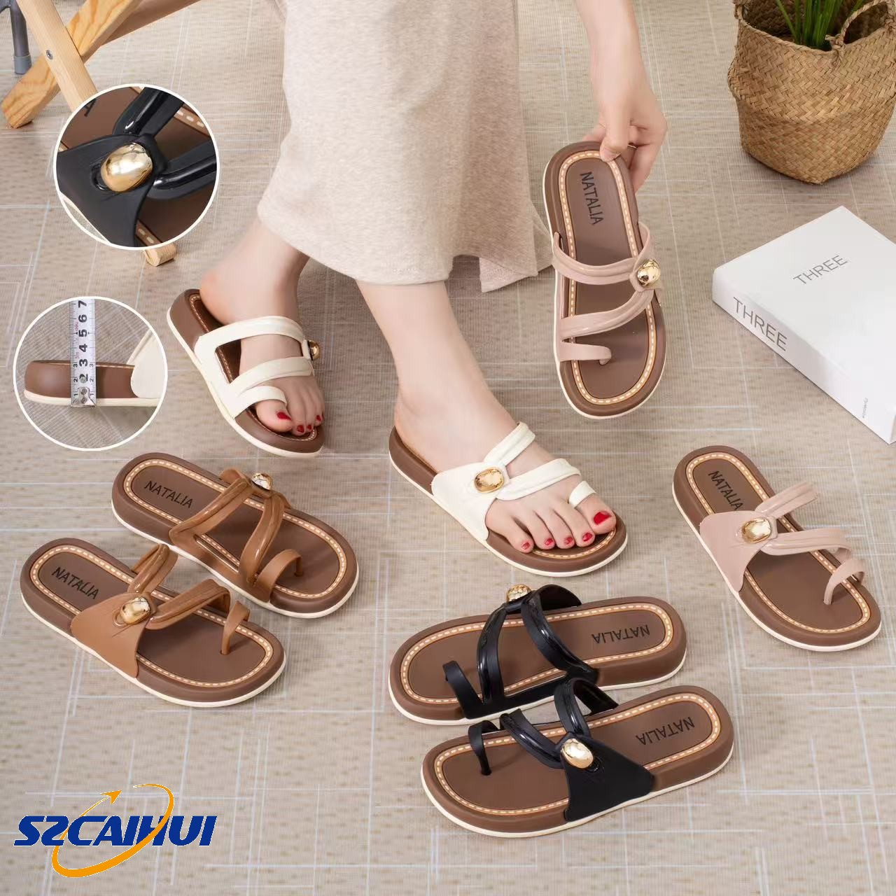 Women's PVC Open Toe Flip Flops Anti-Slippery Lightweight Summer Autumn Fashion Trend Beach Arch Support Cushioning detail