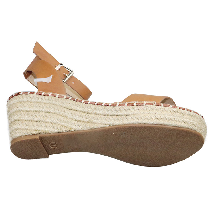 Women's Open Toe Leather Espadrille Wedge Sandals Fashion Casual Platform Heels Non-slip Tall Summer Shoes detail