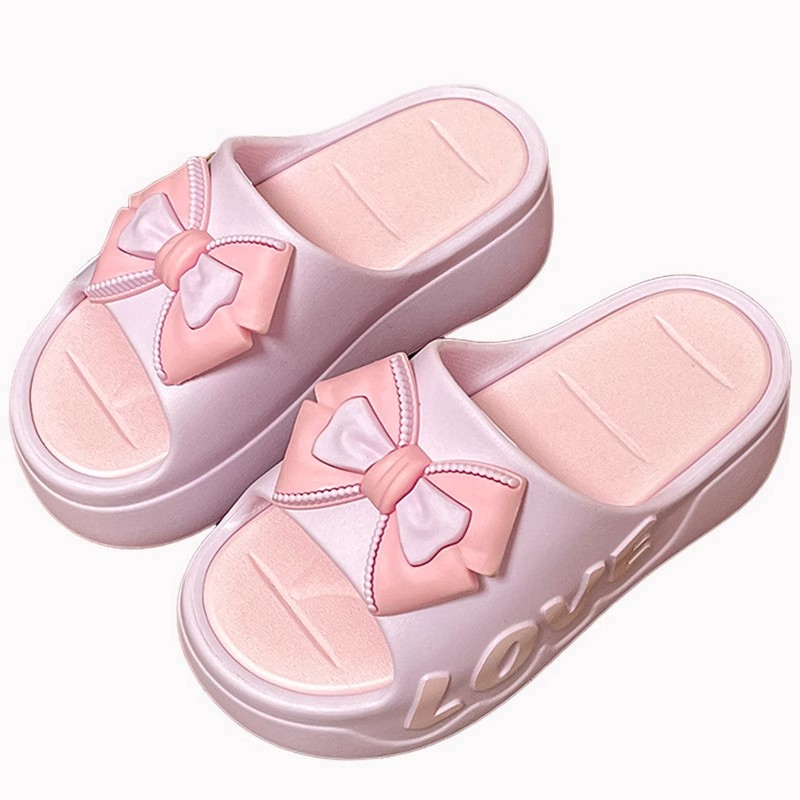 Women's Fashion Trend Summer Outdoor Beach Platform Thick-Soled Printed Bow Sandals High Heels Non-Slip Height Increasing product view