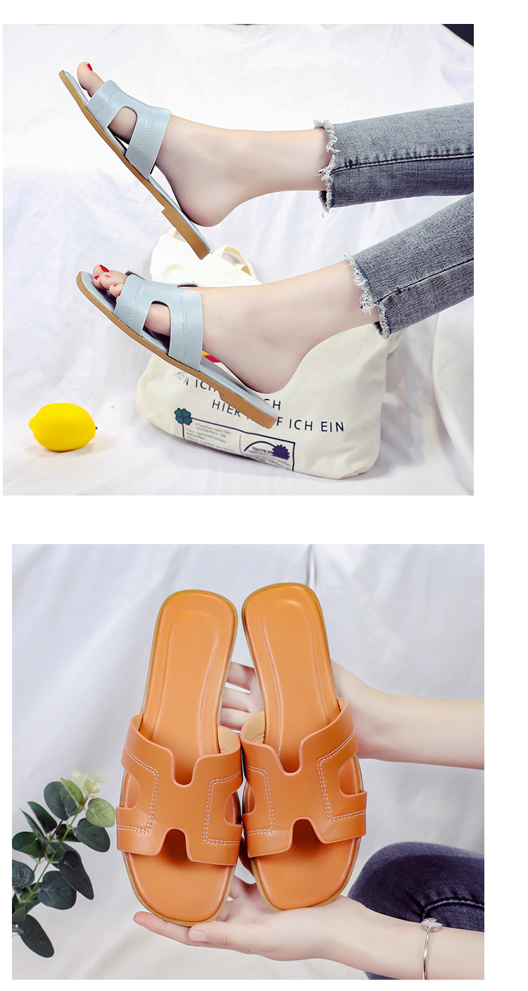 Foreign Trade Simple Style Solid Color Flip-Flops 2023 Spring/Summer Comfortable Outdoor Beach Wear-Resistant Sandals Women detail