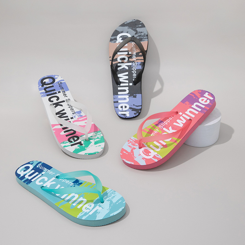 New graffiti flip flops summer colorful fashion clip on slippers personalized couple trend beach wholesale product view