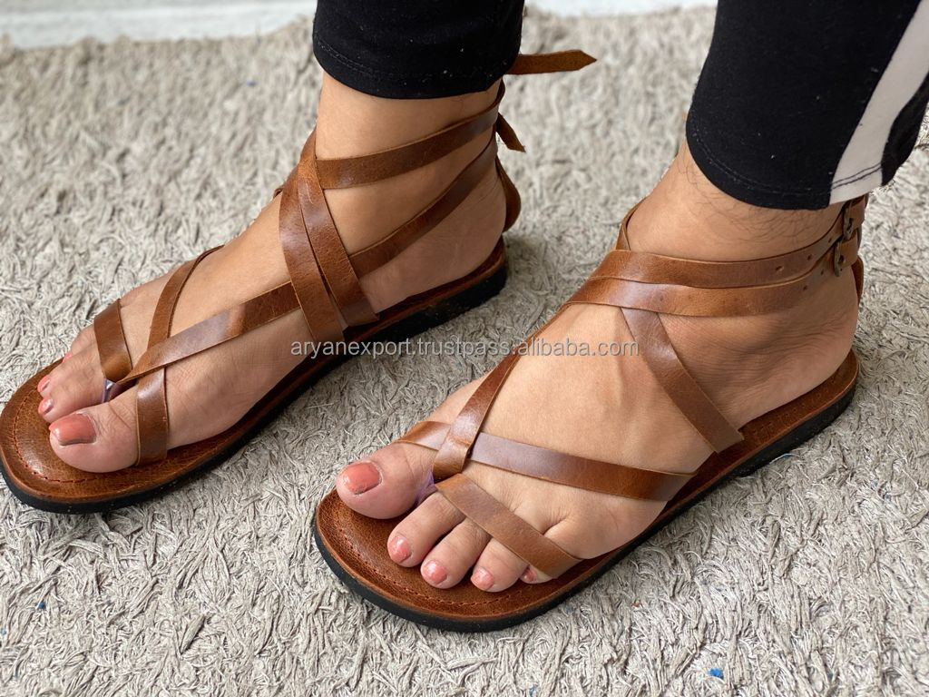 Women Slipper Leather Greek Slipper Women Flat Slipper detail