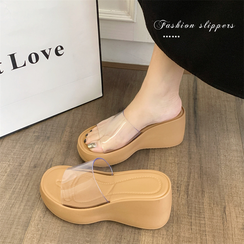 2026 New Style YuTuo F062 Factory Custom Women Platform for Transparent PVC Strap Wedge Sandals Wholesale Summer Outdoor product view