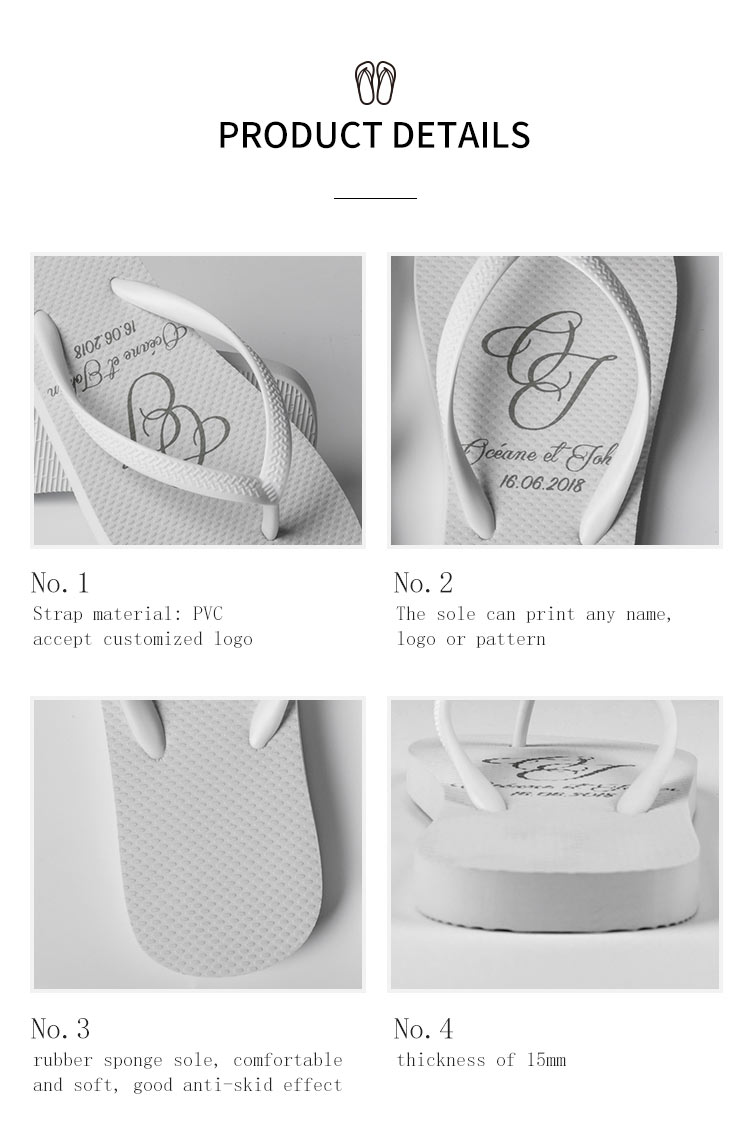 High-end Luxury Brand Custom Flip-flops Factory Custom Flip Flops Personalized White Color Women Wedding Flip Flops detail