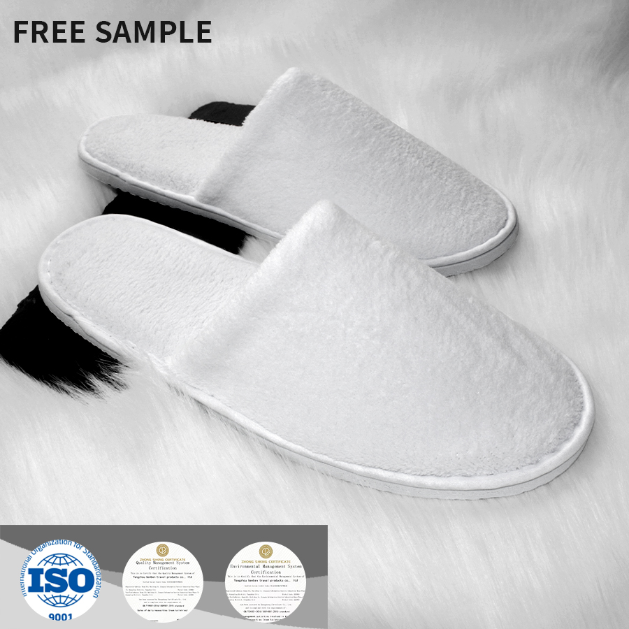 Factory Hot Sale White slippers Custom Logo Embroidery Logo Closed Toe Waffle Disposable Hotel Slipper product view