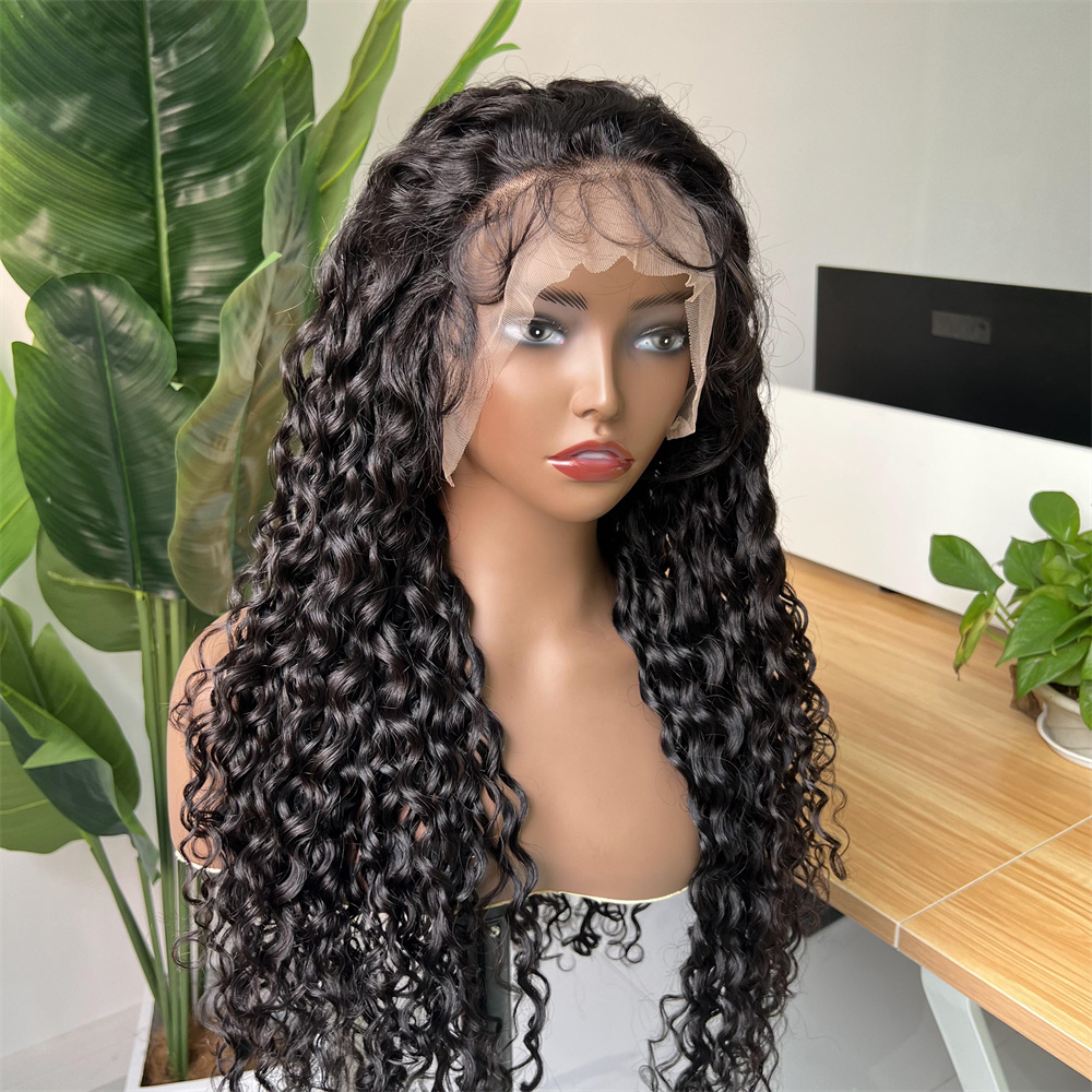 Raw Indian Natural 13*4 13*6 Hd Lace Human Hair Wigs Water Wave Ladies Cuticle Aligned Hair 360 Full Hd Frontal Lace Wig detail