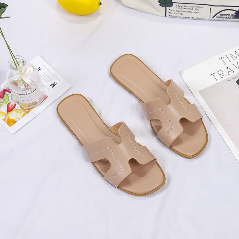 Foreign Trade Simple Style Solid Color Flip-Flops 2023 Spring/Summer Comfortable Outdoor Beach Wear-Resistant Sandals Women product view