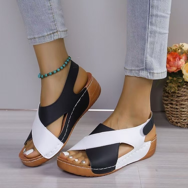 Breathable Women's Gladiator Wedge Peep Toe Sandals with Buckle Closure Cushioned PU Upper EVA Outsole All Seasons Casual Shoes detail