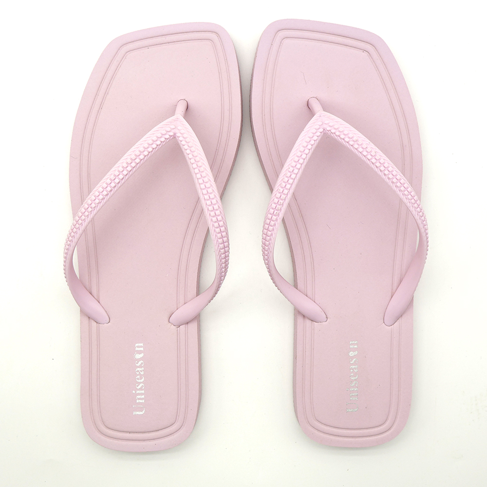 Hot Sale High-quality Women's PVC Flip Flops Light Weight Anti-slippery Summer Beach Use Simple Pure Color Square-Toe for detail