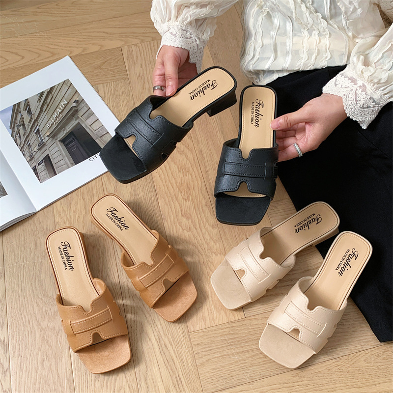 New women's shoes solid color casual summer wedge sandals fashionable slippers for women