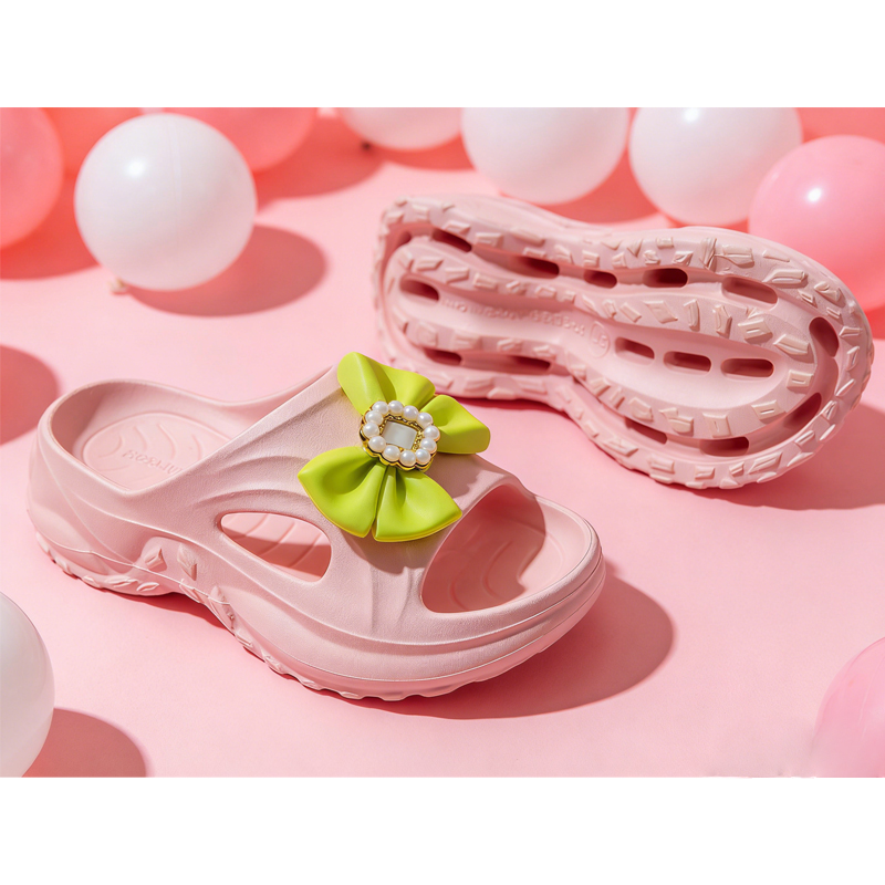 Women's High Heel Indoor Slide Sandals Flower Decoration Soft Cushioned EVA Peep Toe Korean Fashion Style Cartoon Pattern All product view