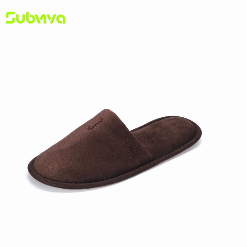 Custom Non Slip Dotted Sole Hotel Spa Guest Rooms Slippers Cotton Closed Toe Disposable Hotel Slippers for Resorts product view