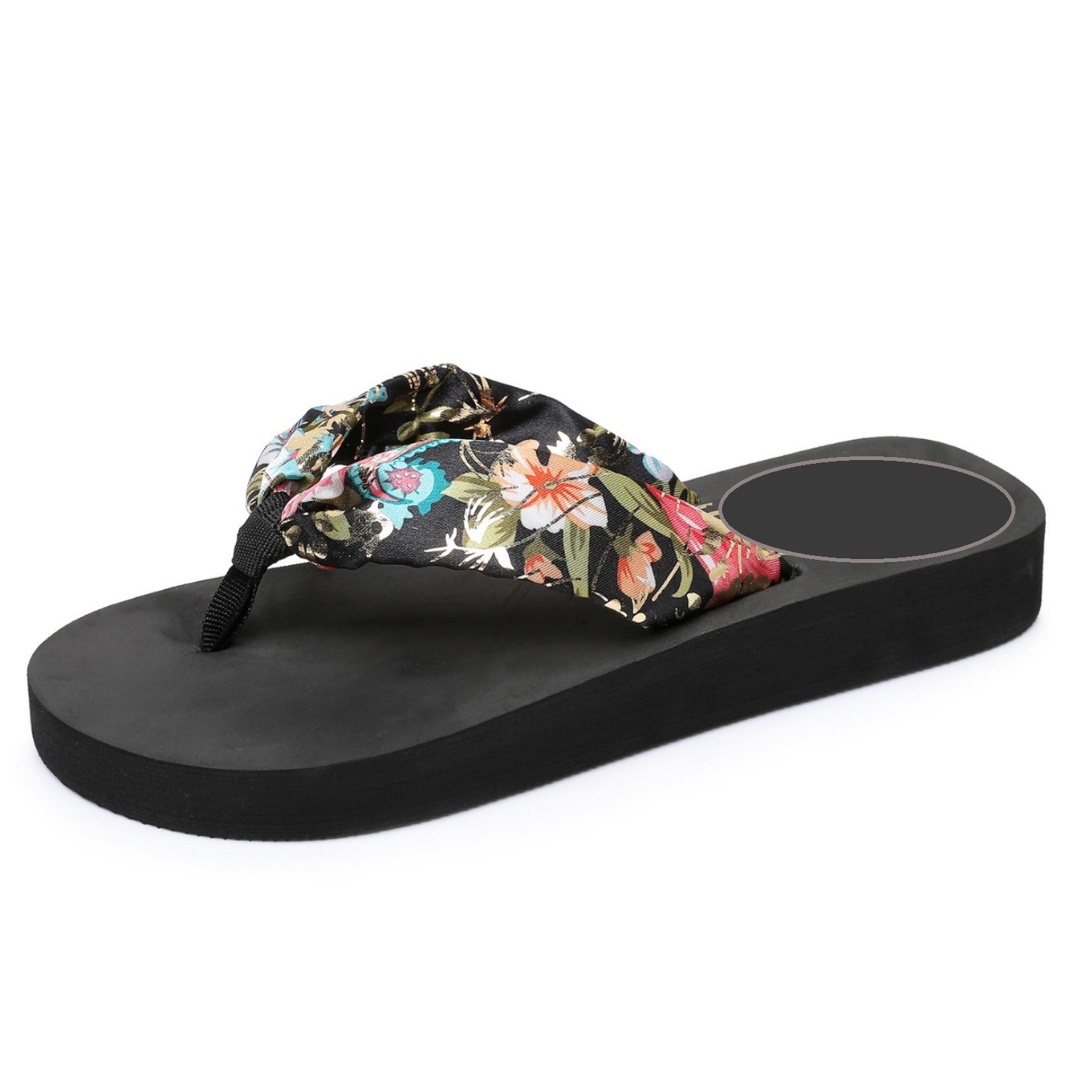 Wedge Flip-Flops for Women  Satin Straps  Lightweight Summer Beach Sandals sandales pour femmes product view