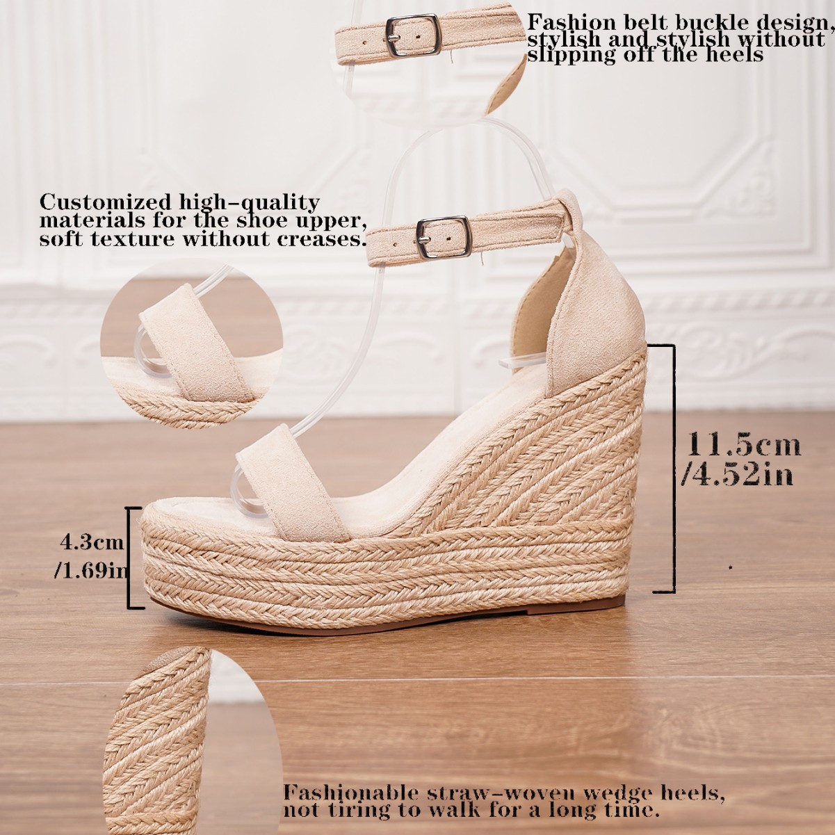 Wedge Platform Sandals Trendy Fashion Show Shoes Thick Heels Platform High-heeled Sandals for Women Hemp Rope Sole Sandals detail