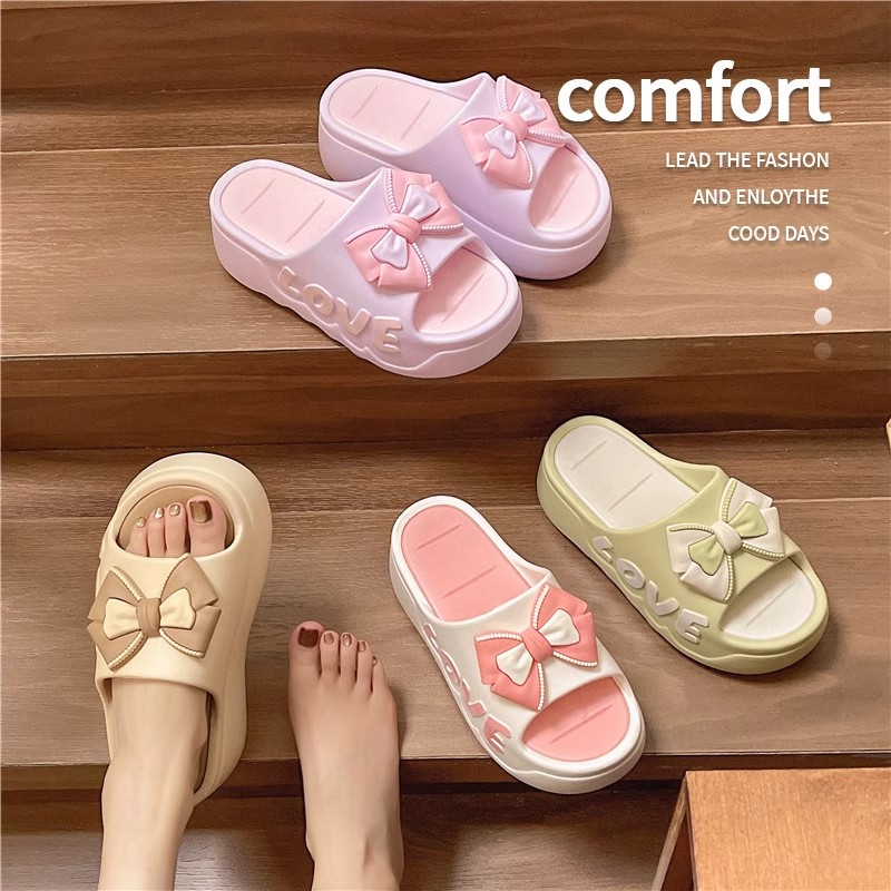 Women's Fashion Trend Summer Outdoor Beach Platform Thick-Soled Printed Bow Sandals High Heels Non-Slip Height Increasing detail