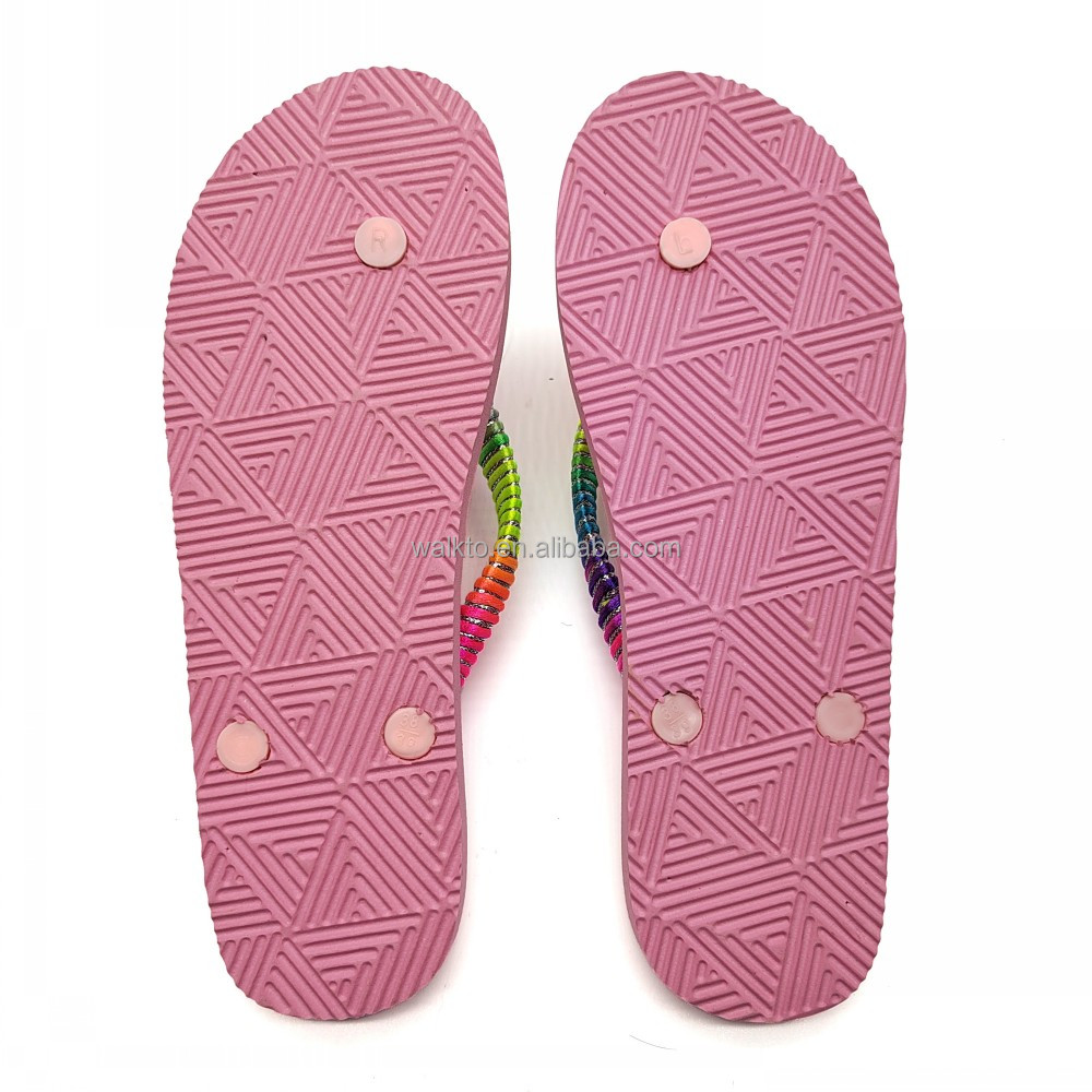 Custom Light Weight Casual Fashion Comfortable Colorful Strap Indoor Summer Flip Flop Slipper for Woman detail