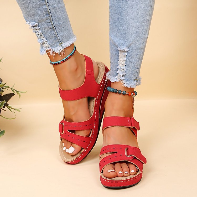 New Plus Size Peep Toe Wedge Sandals Roman Beach Sandals Outdoor Casual Women's Shoes product view