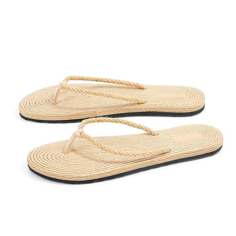Women's New Fashion Summer Beach Flip Flops Cheap Wholesale Light Weight Hemp Rope Slides for Slippers Soft Barefoot Cushioning detail