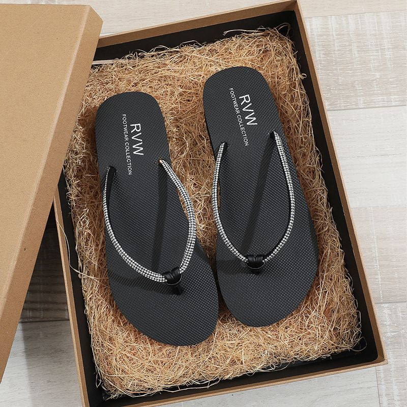 Womens Rhinestone Flip-Flops Wedge Sandals Non-Slip Summer Korean-Style Beach Platform Sandals Versatile Casual for EVA detail