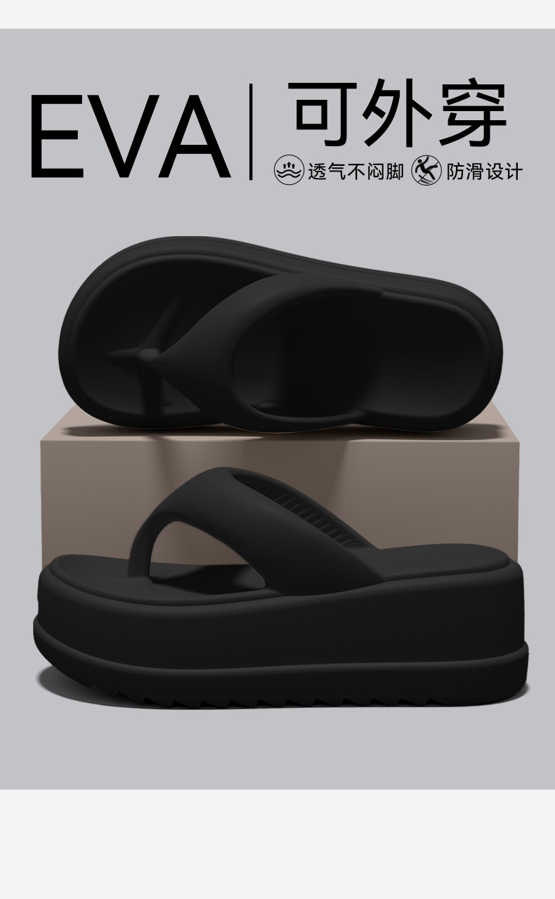 Popular Platform Thick-Soled Flip-Flops Women 2025 New Summer Style Height-Increasing Non-Slip Beach Shoes Soft Cushioning Feel detail