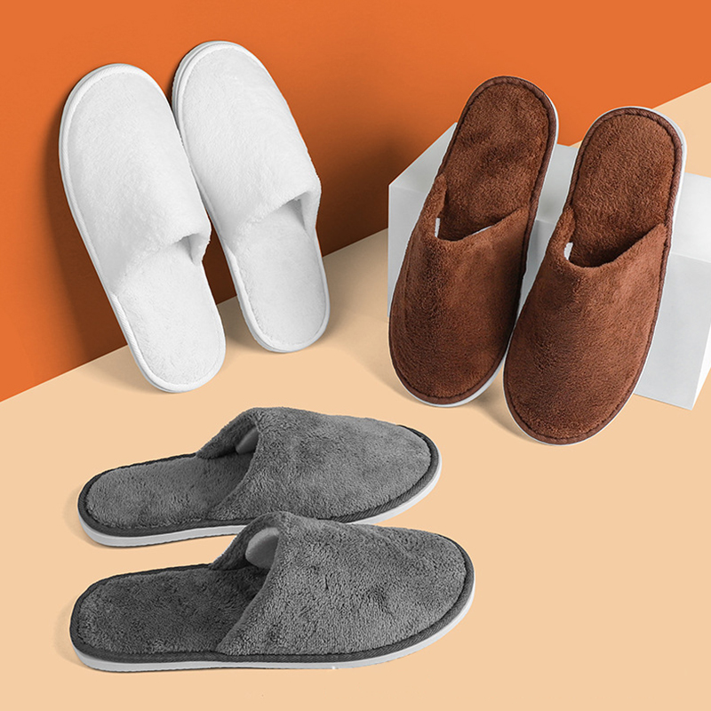 Men and Women Couple Custom logo Personalized Washable Disposable Customer Service Star Spa Luxury Hotel slippers detail