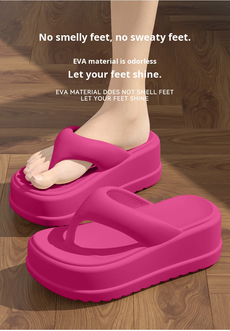 Popular Platform Thick-Soled Flip-Flops Women 2025 New Summer Style Height-Increasing Non-Slip Beach Shoes Soft Cushioning Feel detail