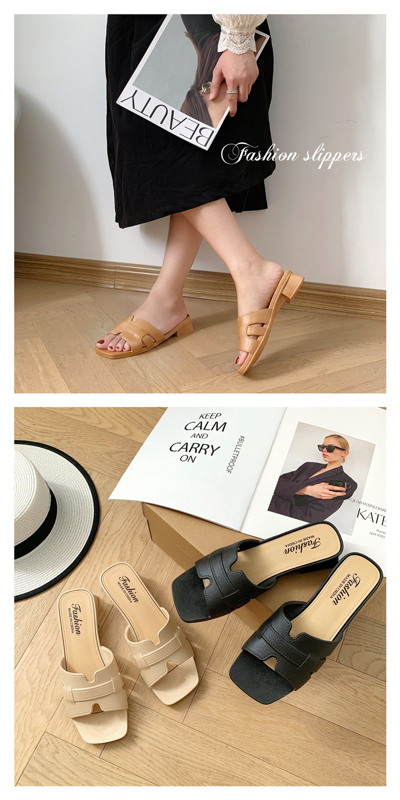 New women's shoes solid color casual summer wedge sandals fashionable slippers for women detail