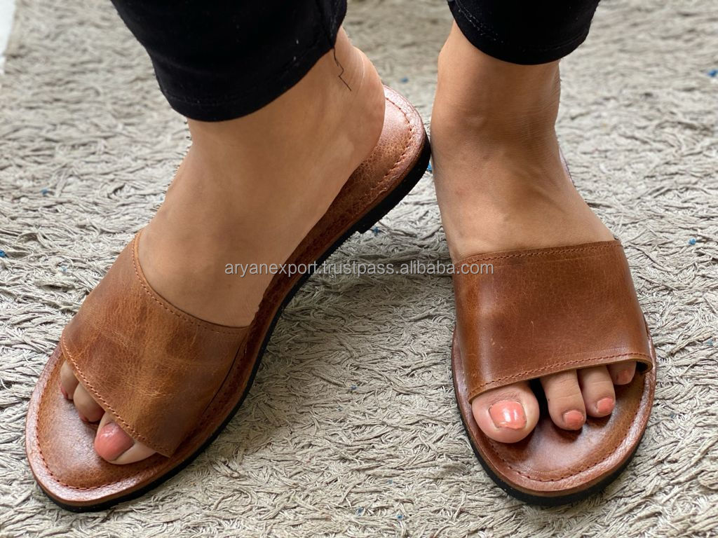 Women Slipper Leather Greek Slipper Women Flat Slipper product view