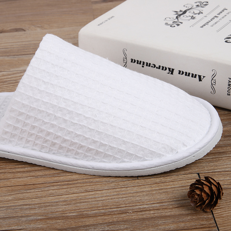 Custom Logo Waffle Slippers Soft Disposable Slippers Luxury Hotel Slippers
