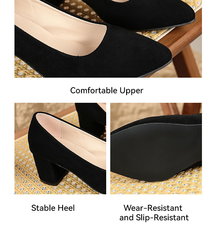 New Design Luxury Woman Sexy High Heeled Shoes Small Slender Round Toe Synthetic Suede Shoe's Upper Square Thick Heel K9939 detail