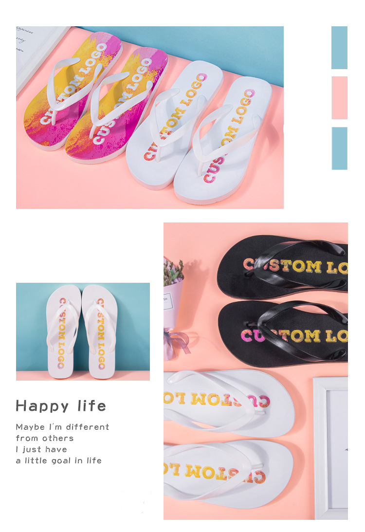 Wholesale Personalised Custom Mens Women Rubber Summer Beach Casual Slipper Flip-flops Outdoor White Flip Flops Unisex With Logo detail