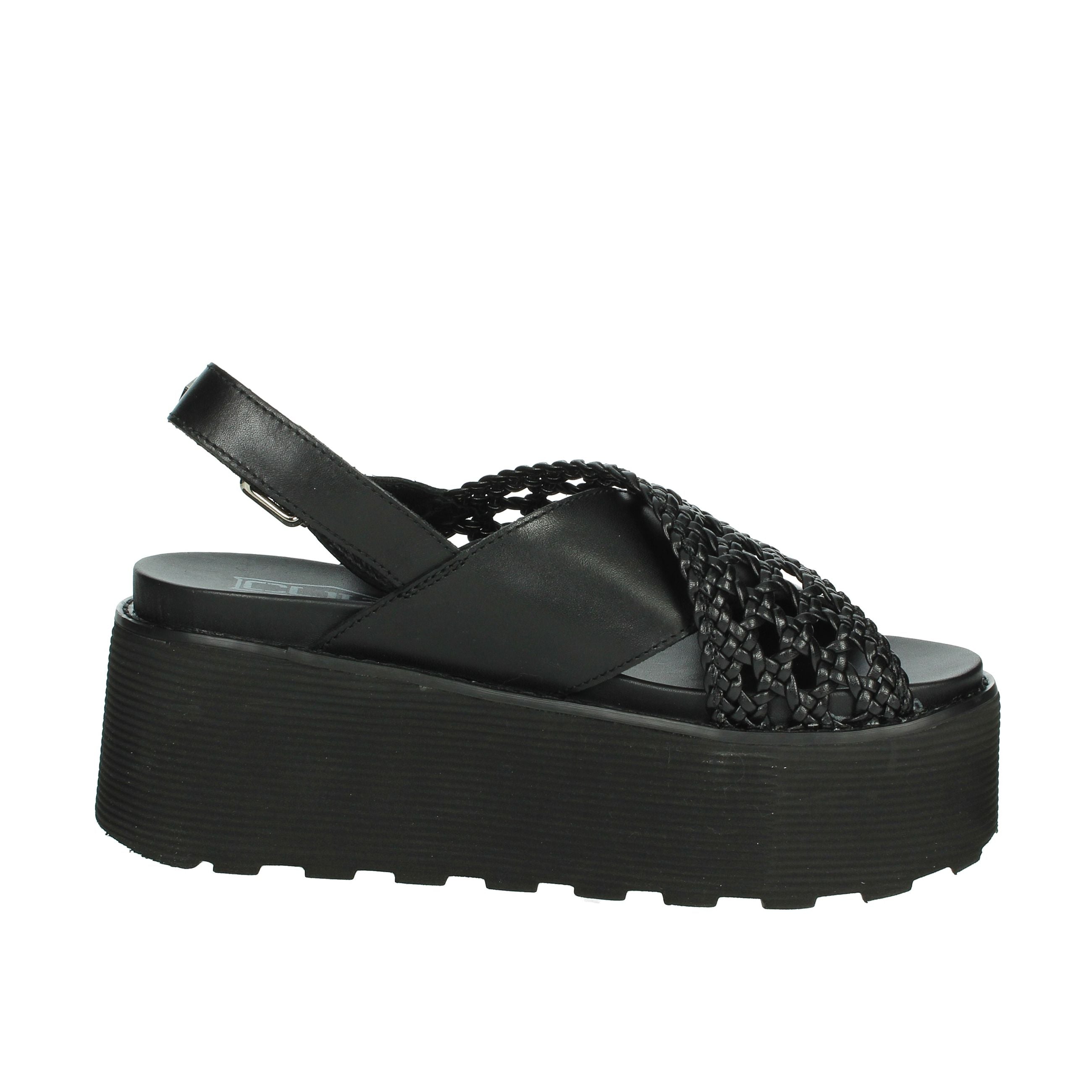 Cult Women's Summer Open Toe Wedge Sandal Black Platform Strappy Design Synthetic Upper Buckle Closure Height Increasing detail