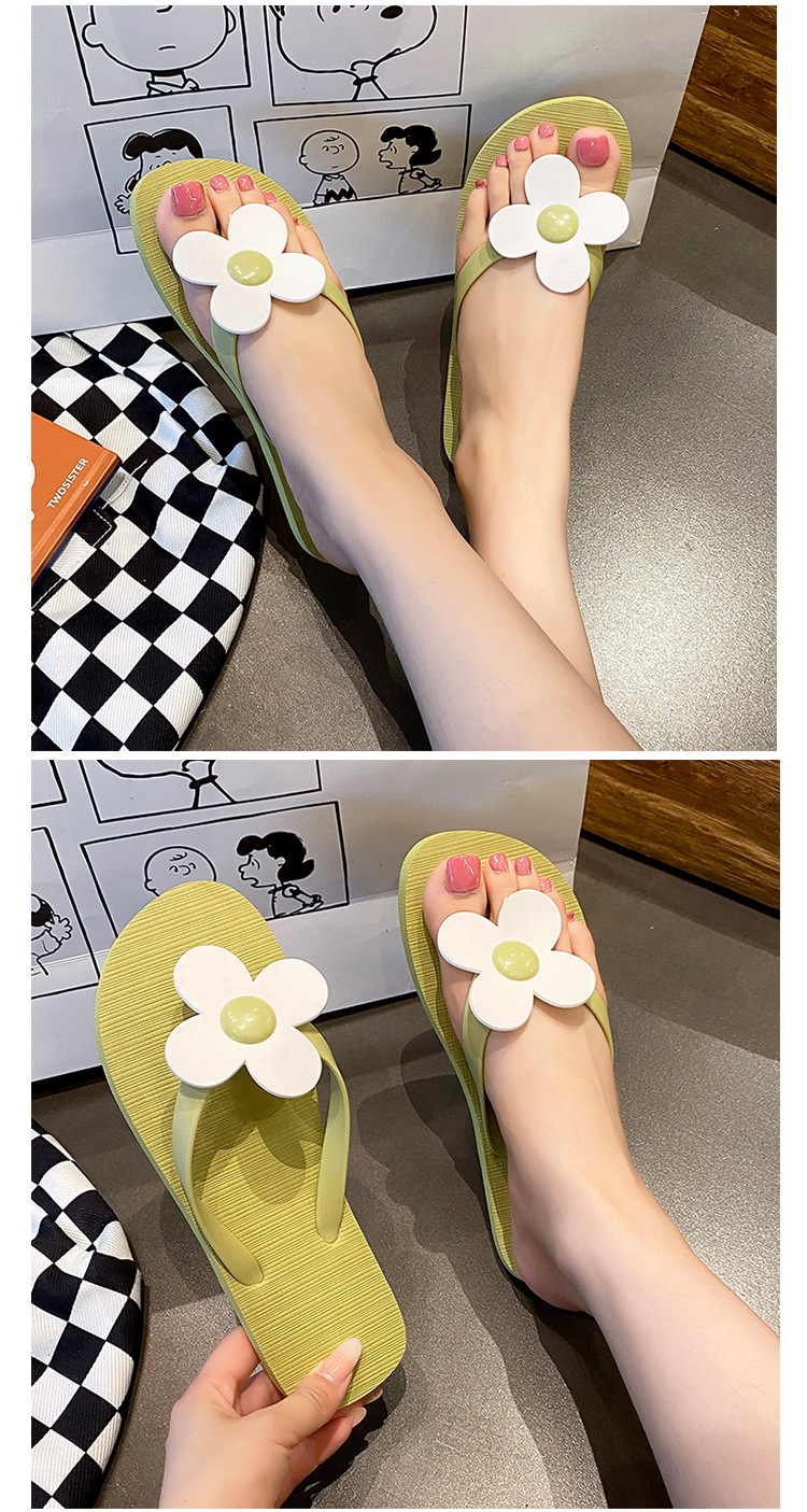 Custom Women's Floral Flip Flops for Summer Light PVC Slides with Flat Soft and Printed Design for Beach Outdoors detail