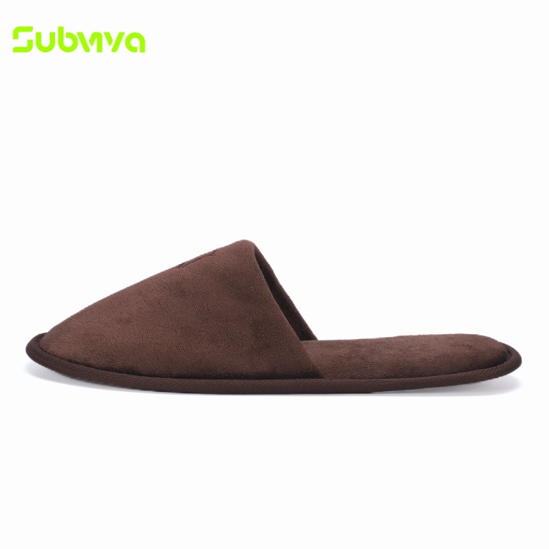 Custom Non Slip Dotted Sole Hotel Spa Guest Rooms Slippers Cotton Closed Toe Disposable Hotel Slippers for Resorts detail
