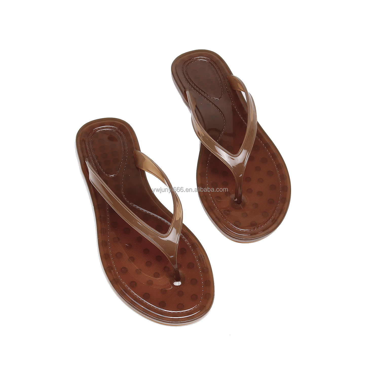 Fashion Versatile Women Plastic Jelly Flip Flops Flat Clip Toe Sandals Casual Outdoor Beach Thong Slippers for Summer detail