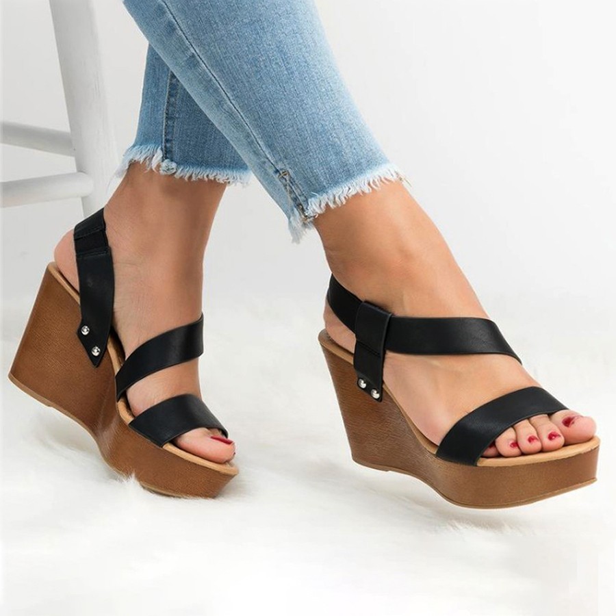 Summer Latest Fish Mouth Open Toe Platform Heeled Sandal Slingback Ankle Strap Wedges Sandals for Women detail