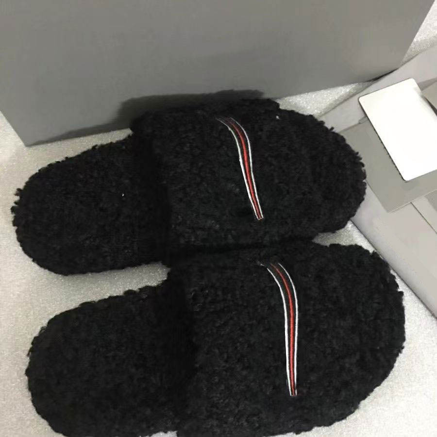 Custom Warm Sandals for Men and Women Indoor Slippers Furry Slide with Embroidery product view