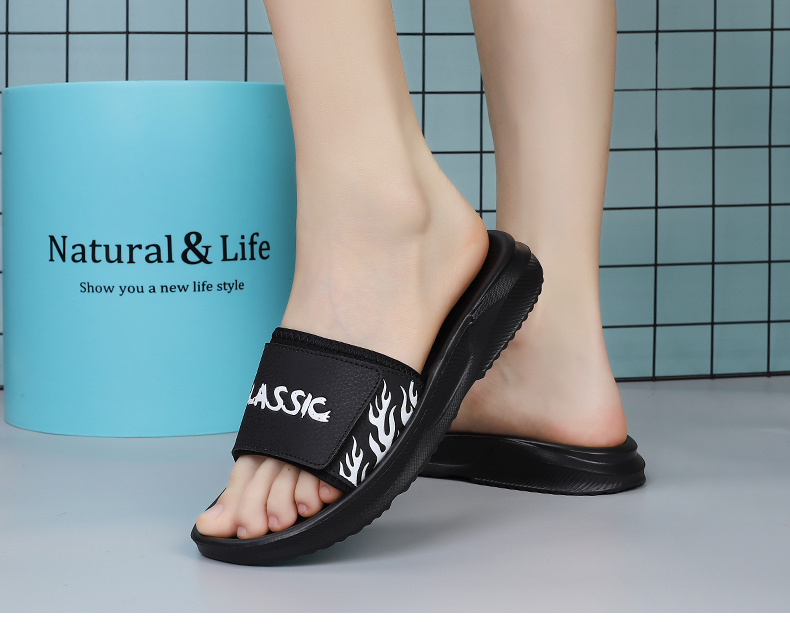 Manufacturers Wholesale Thick Bottom Sporty Outdoor Slippers Flip-flops Winter Summer EVA Outsole Split Leather Upper Cotton detail