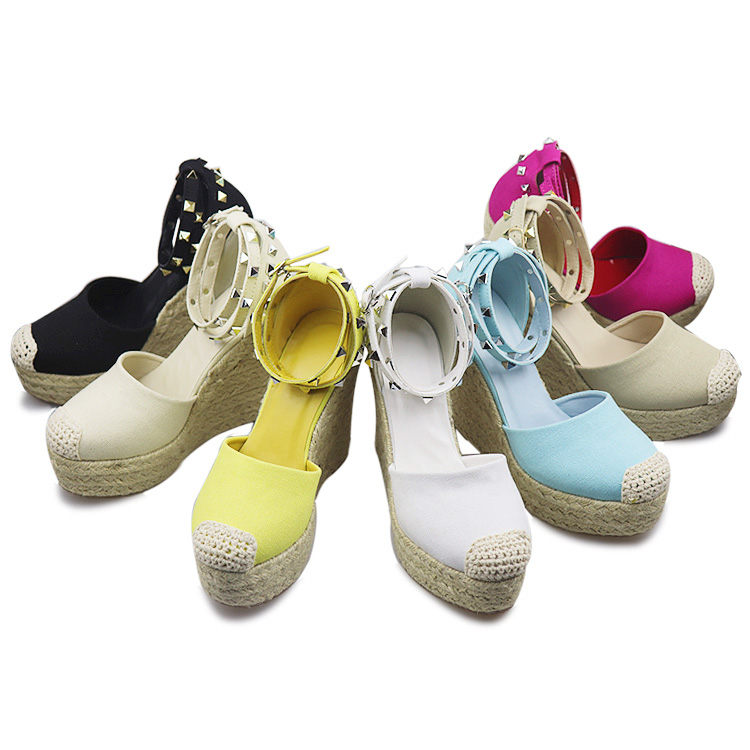 Women's 2024 Summer Slip-On Closed Toe Wedges Shoes Breathable and Anti-Slip Espadrille Platform Sandals Zapato De Mujer detail