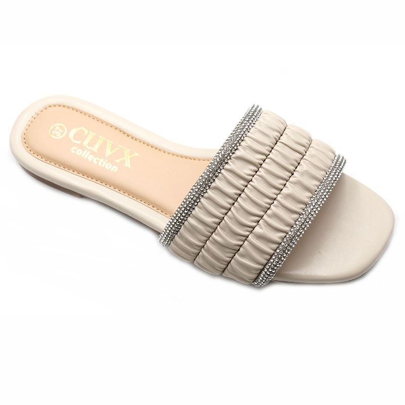 New slippers Women must Wear the Beach in Summer Flip-flops Soft Bottom Folds Striped Rhine-diamond Lady slippers product view