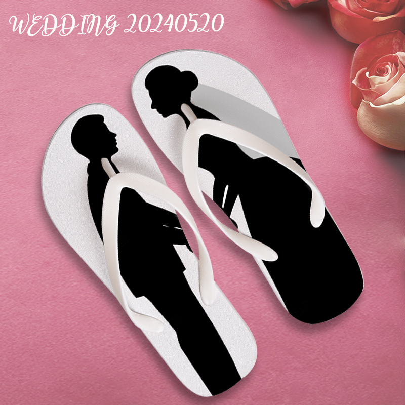 Personalized Design Beach Bride White Women's Flip-Flops Custom Sublimation Flip Flops Wedding Custom Logo for Guests Men Women detail