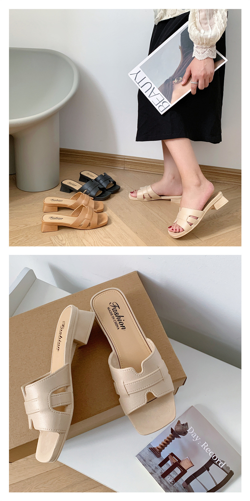 New women's shoes solid color casual summer wedge sandals fashionable slippers for women detail
