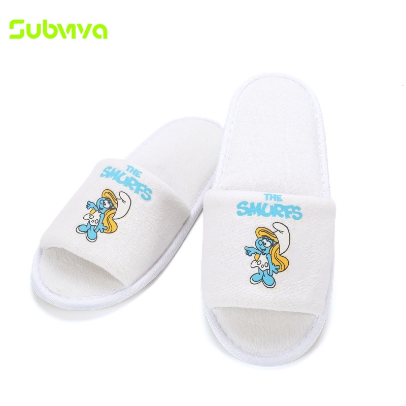 OEM ODM Soft Fine Velvet Embroidery Disposable Spa Slippers EVA Anti-slip Open Toe Luxury Hotel Slippers detail