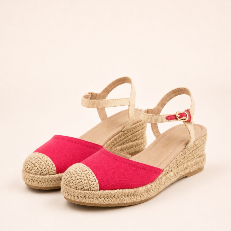 Low MOQ Women's Summer Casual Closed Toe Canvas Espadrille Wedge Sandals Ankle Strap Woven Platform Factory Shoes Custom OEM ODM product view