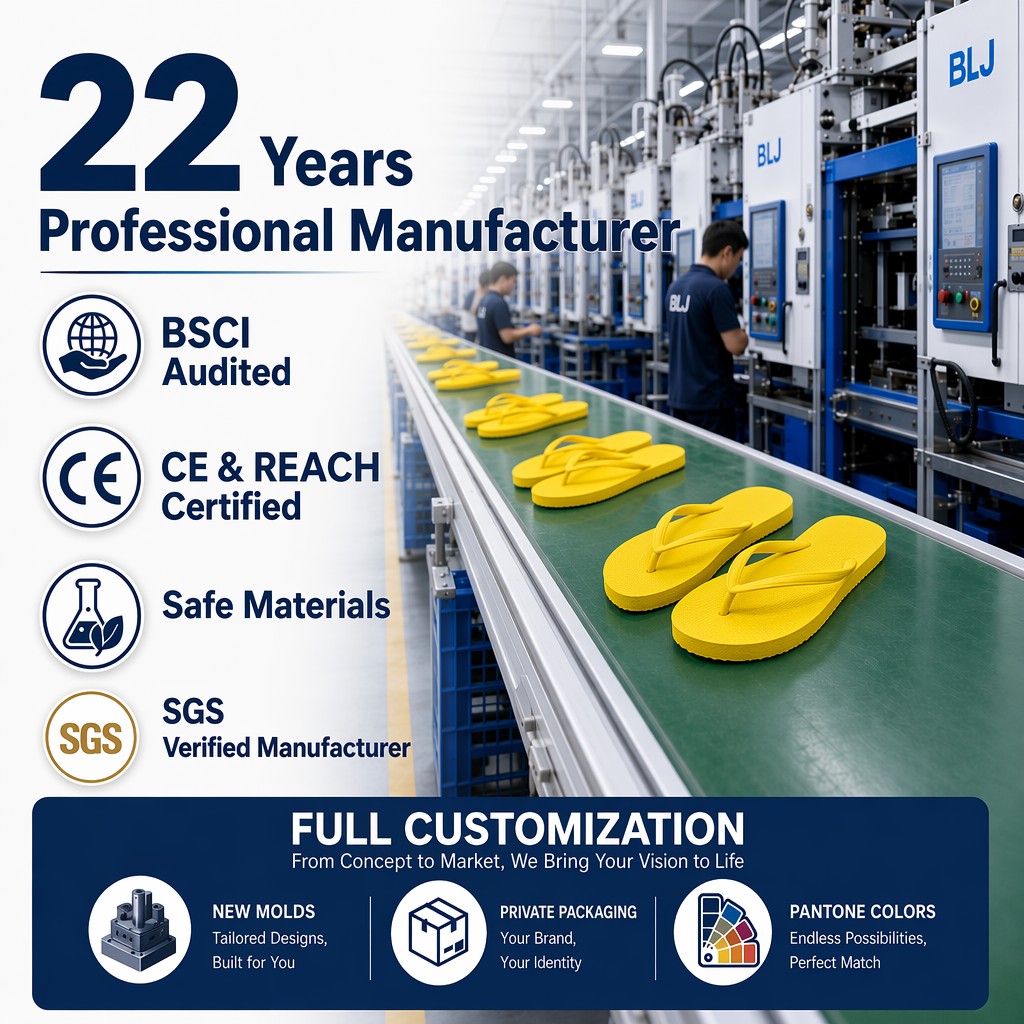 Eco Friendly PE Open Toe Custom Logo OEM BSCI REACH CE Certified 22 Years Factory Anti Slip Wholesale Flip Flops detail